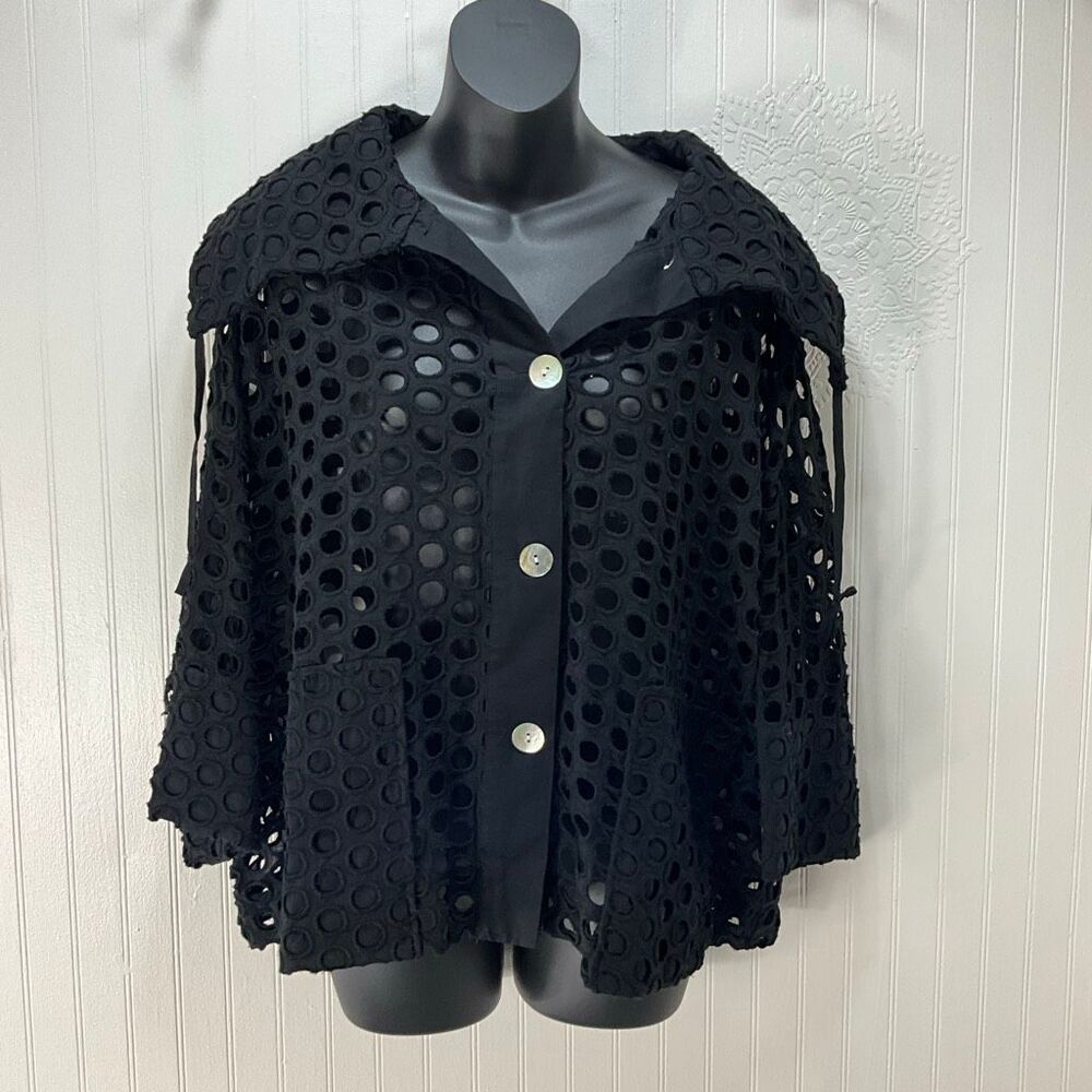 MARLA WYNNE Cotton Mesh Cardigan